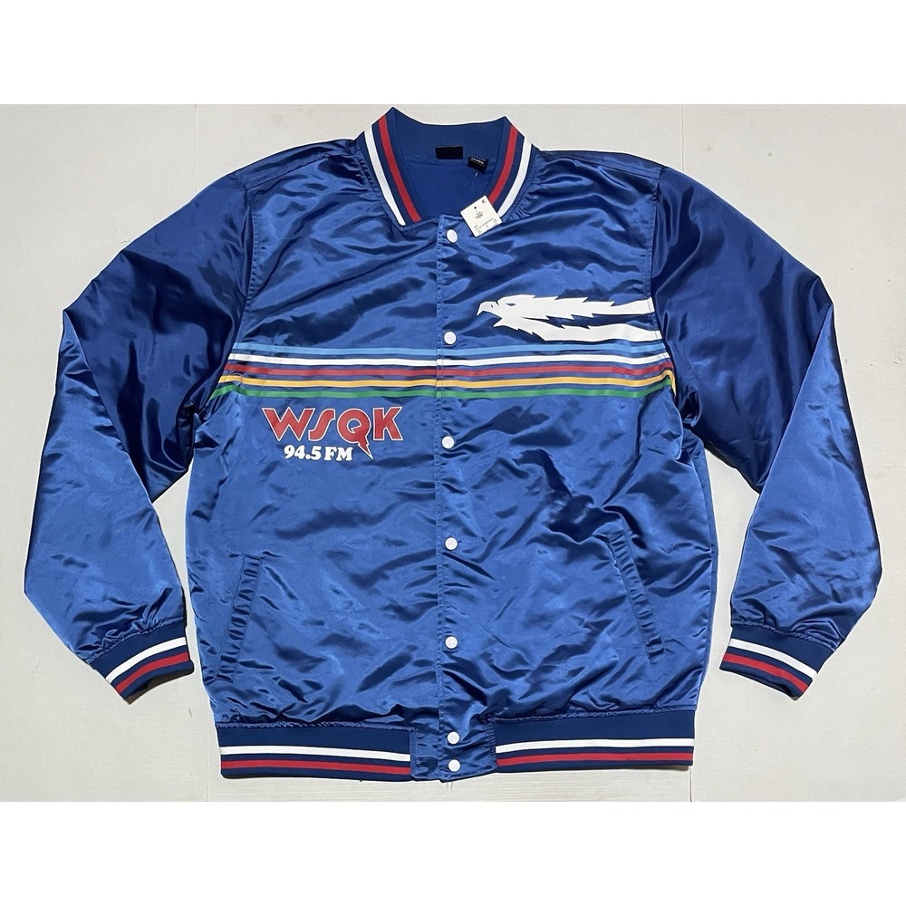 Stranger Things WSQK 94.5 FM Satin Bomber Jacket Blue Snap Front Radio Promo XXL